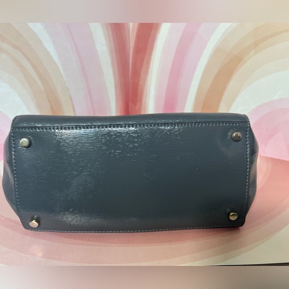Kate Spade Grey Gray Patent Leather Tote Purse With Detachable Shoulder Strap - Picture 10 of 17